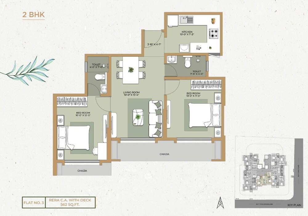 2 BHK 562 Sq. Ft. Apartment