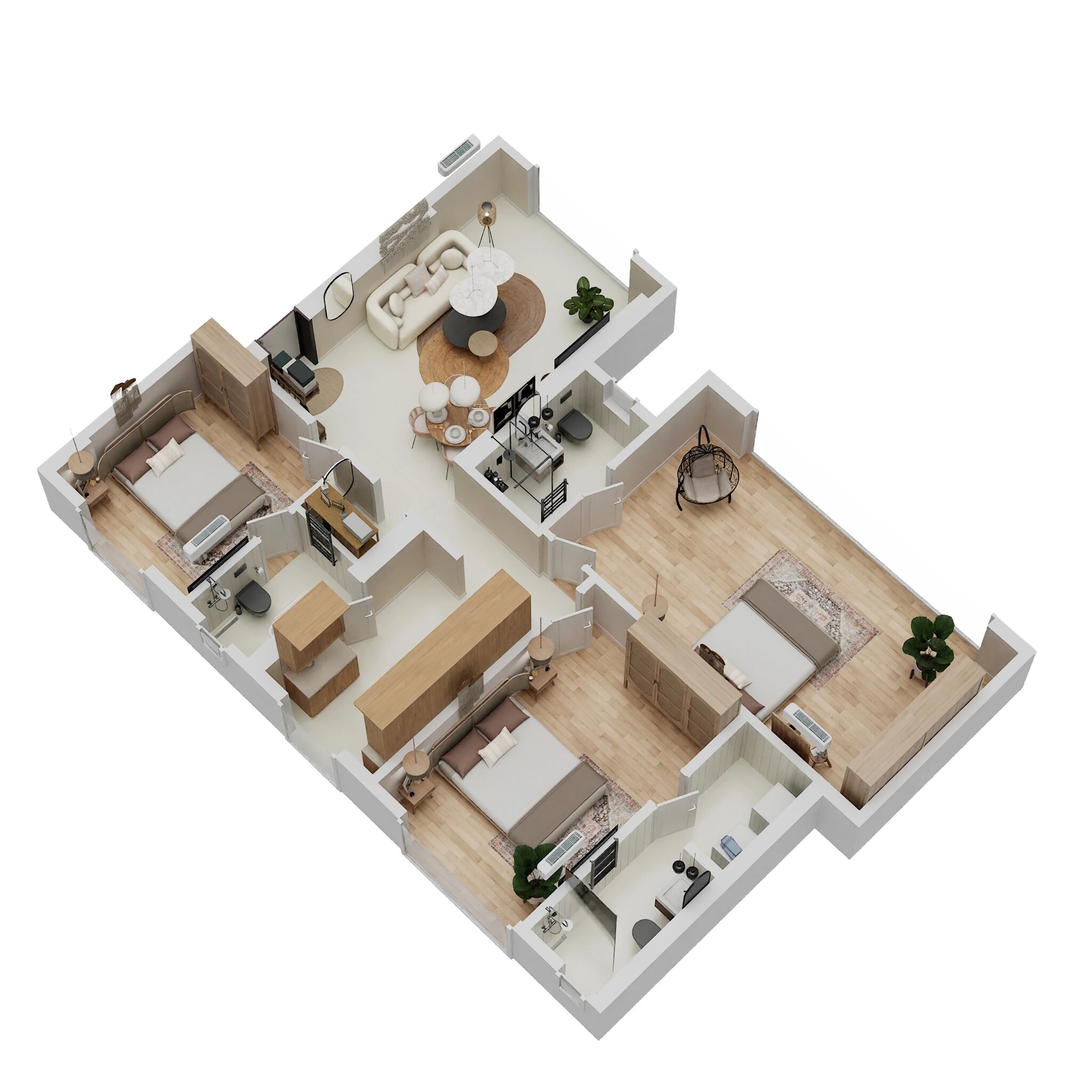 Floor plan of 3 BHK 1245 Sq. Ft. Apartment in Evershine Bliss, Mumbai