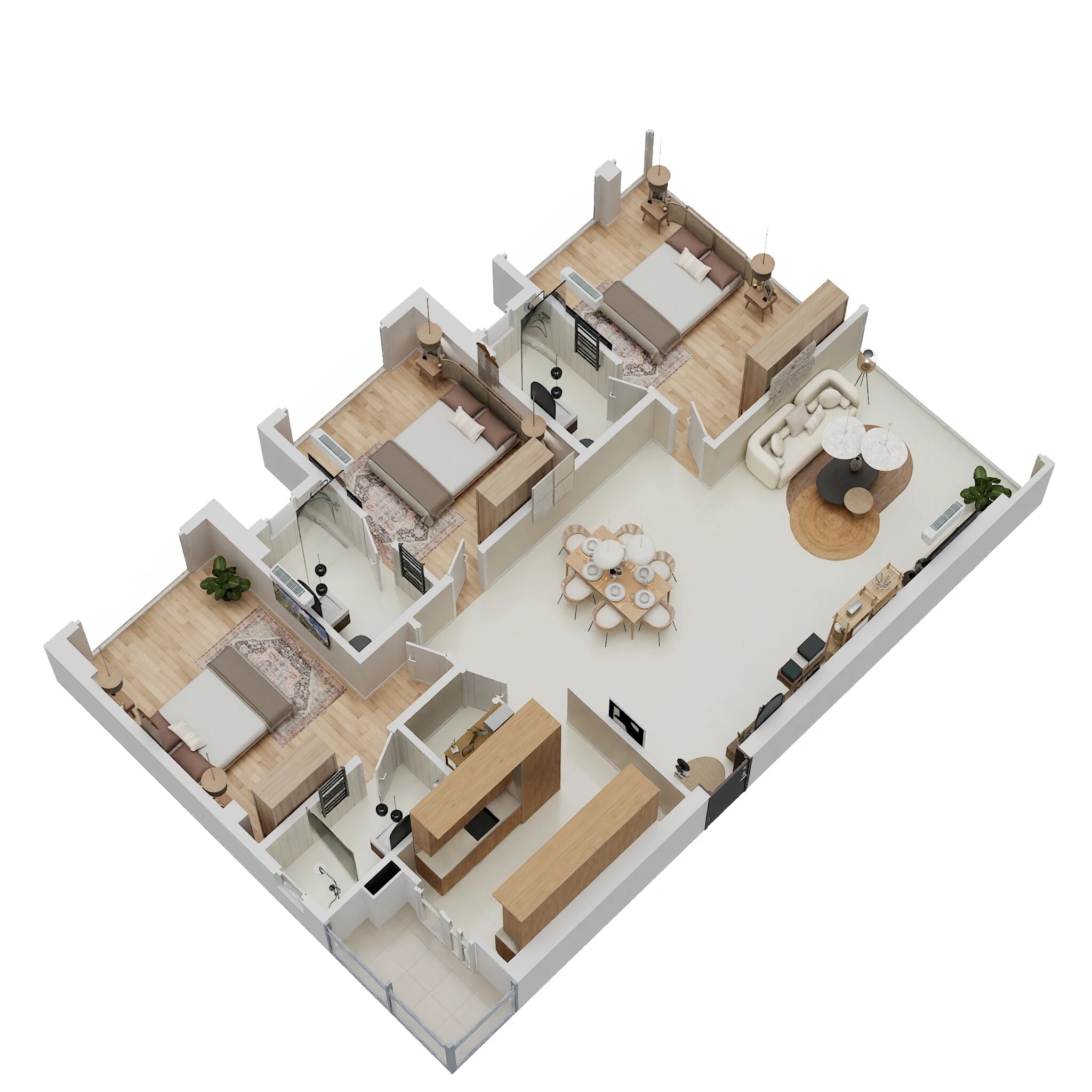 Floor plan of 3 BHK 832 Sq. Ft. Apartment in Evershine Bliss, Mumbai