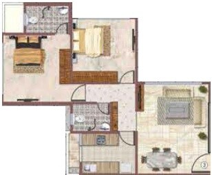 Floor plan of 2 BHK 1815 Sq. Ft. Apartment in Fairmont  Reyhaan Terraces, Mumbai