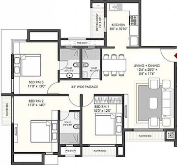  3 BHK Apartment at Flying Kite, Jaydev Singh Nagar – for Rent