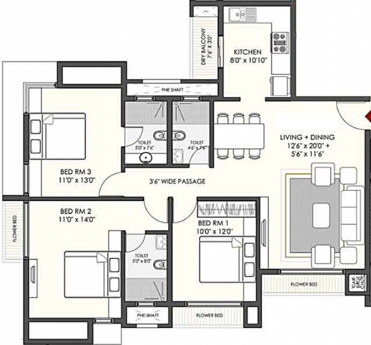 Other, flying-kite 3 Bedroom 1075 Sq.Ft. Apartment In Jaydev Singh Nagar Mumbai 9267914