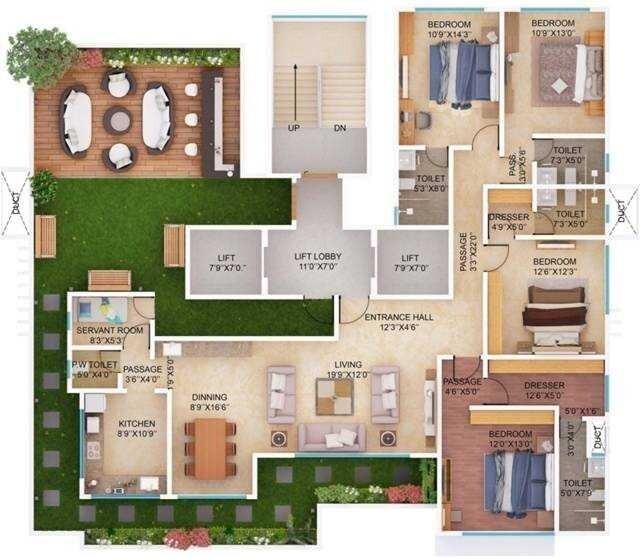 Floor plan of 4 BHK Apartment - 1613 sq. ft. in Forefront Sapphire, Mumbai