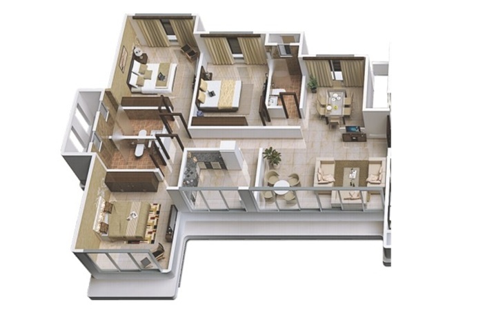 3 BHK 1200 Sq. Ft. Apartment in Fortune Avirahi