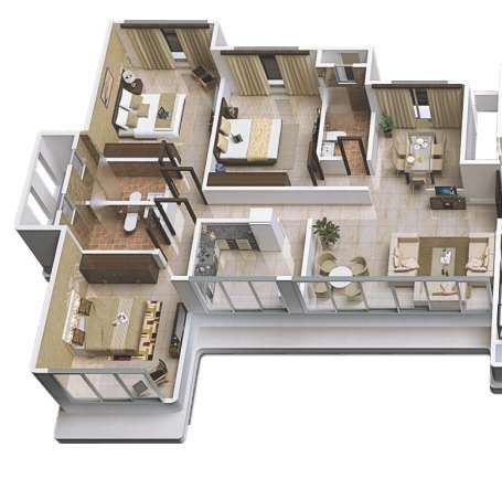 3 BHK 1192 Sq. Ft. Apartment in Fortune Avirahi Wing A