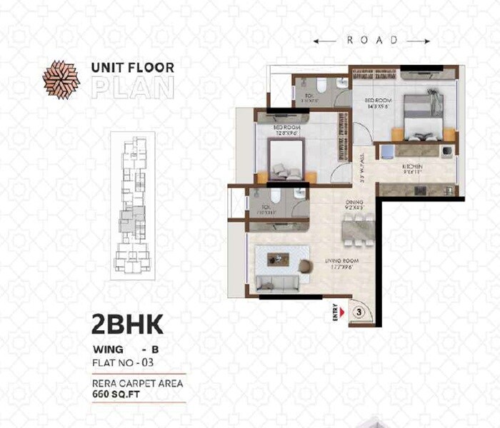 2 BHK 660 Sq. Ft. Apartment