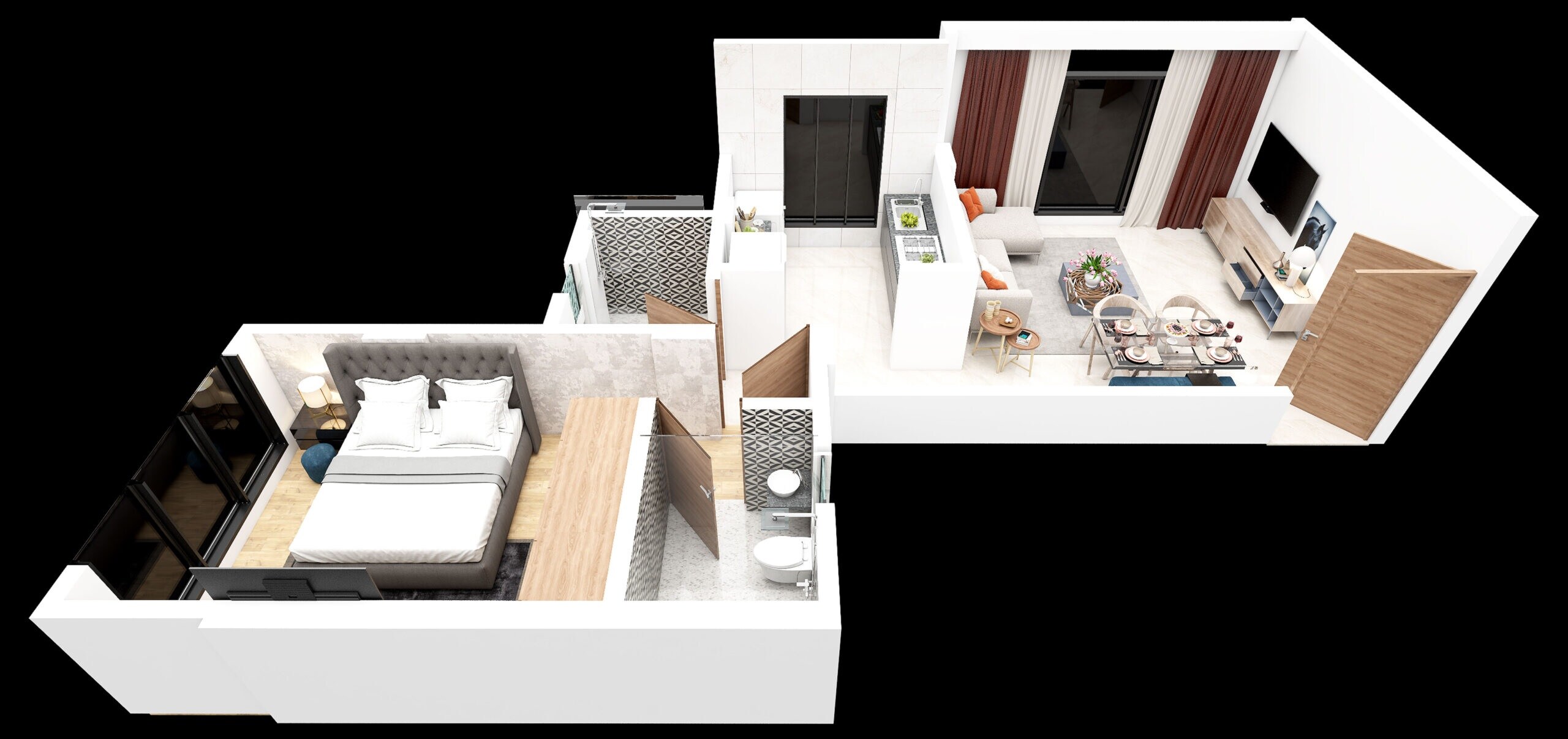 Floor plan of 1 BHK 507 Sq. Ft. Apartment in Gadgil Niwas, Mumbai