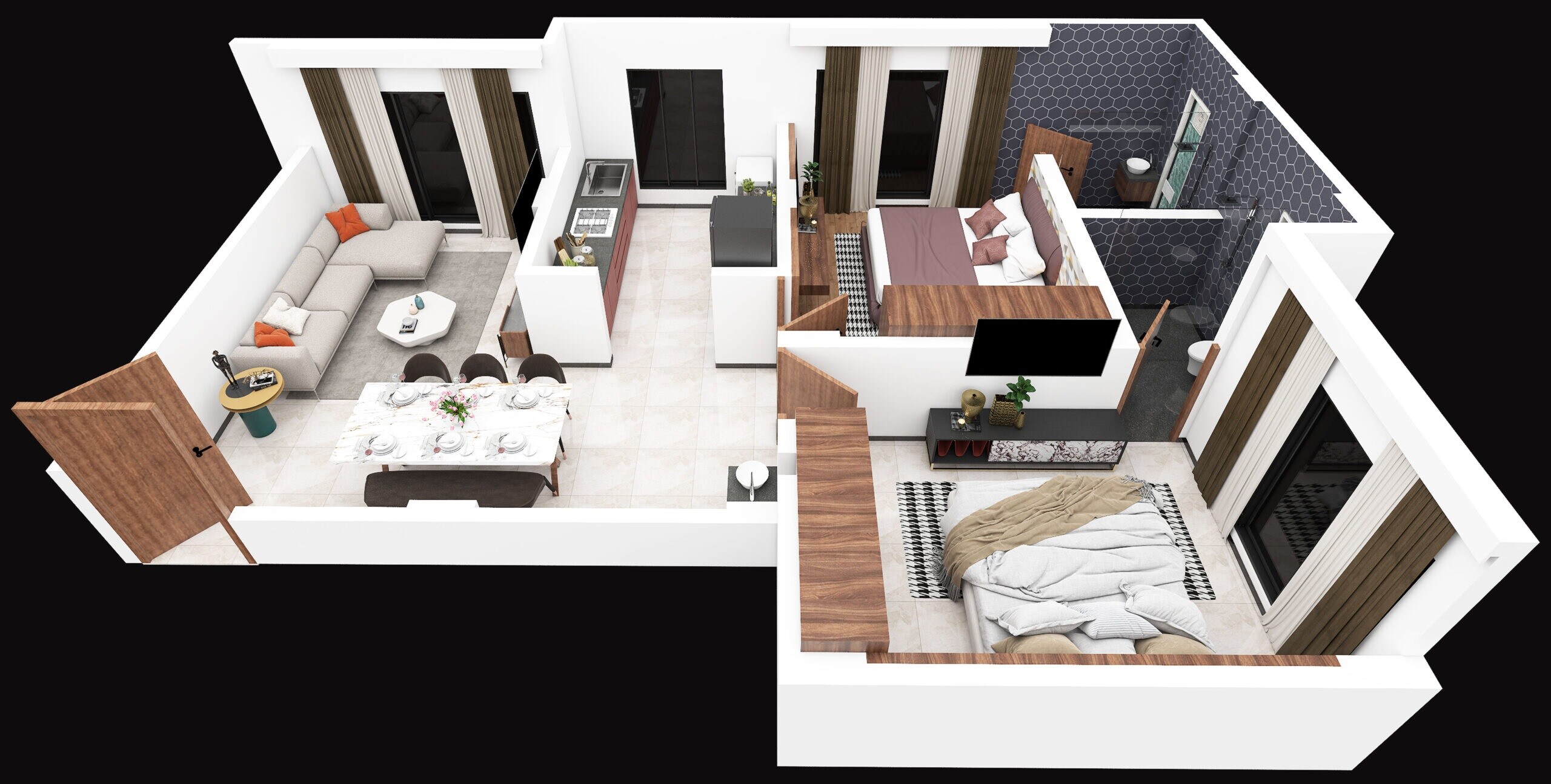 Floor plan of 2 BHK 641 Sq. Ft. Apartment in Gadgil Niwas, Mumbai