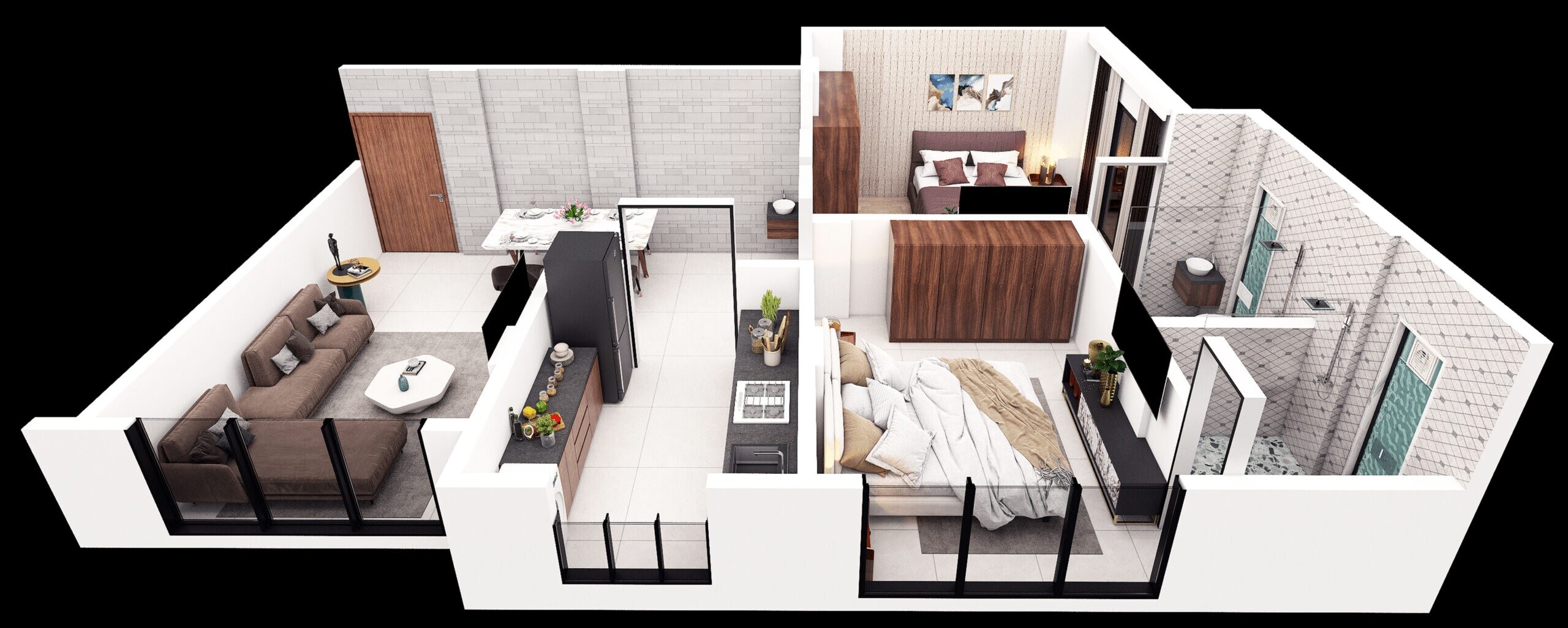 Floor plan of 2 BHK 707 Sq. Ft. Apartment in Gadgil Niwas, Mumbai