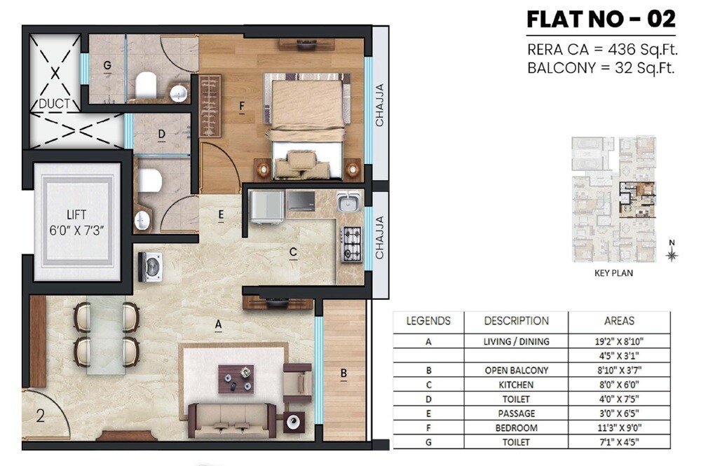 Floor plan of 1 BHK 468 Sq. Ft. Apartment in Gagangiri Aadhya, Mumbai