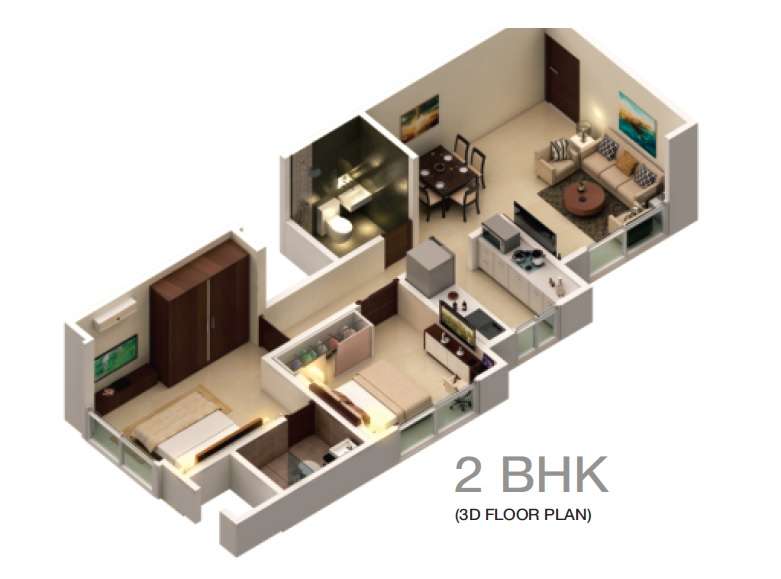 2 BHK 653 Sq. Ft. Apartment in Gagangiri Elanza CHS