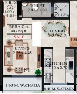 Floor plan of 1 BHK 447 Sq. Ft. Apartment in Gagangiri Gagan 52, Mumbai
