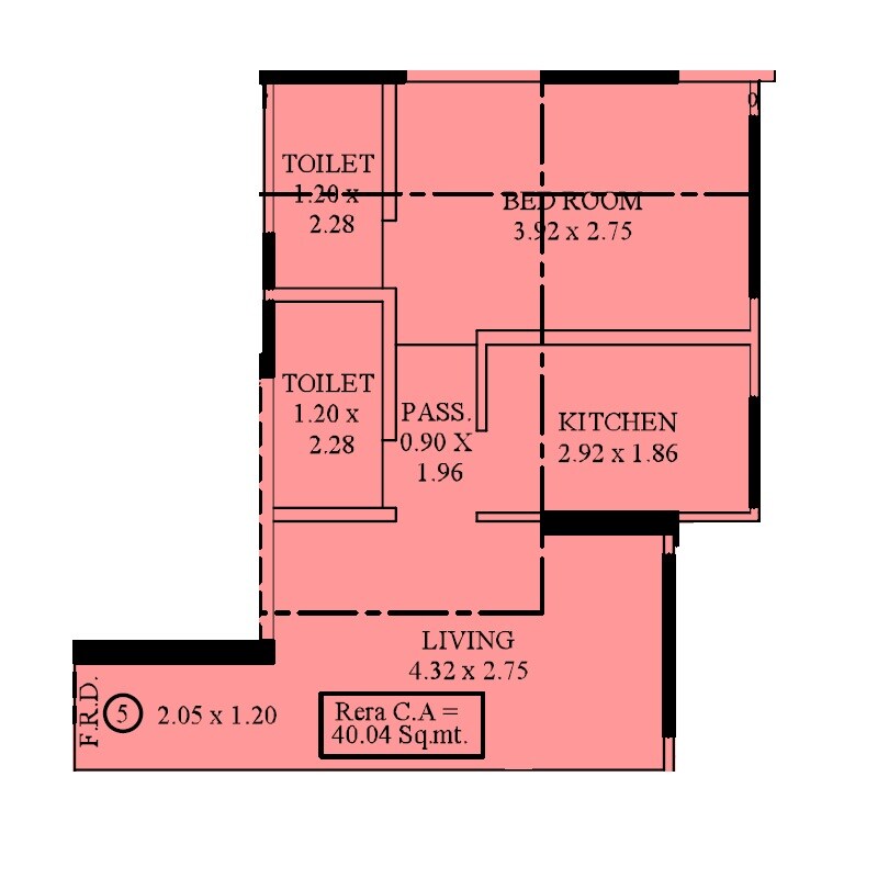 Floor plan of 1 BHK 431 Sq. Ft. Apartment in Gagangiri The Elevate, Mumbai