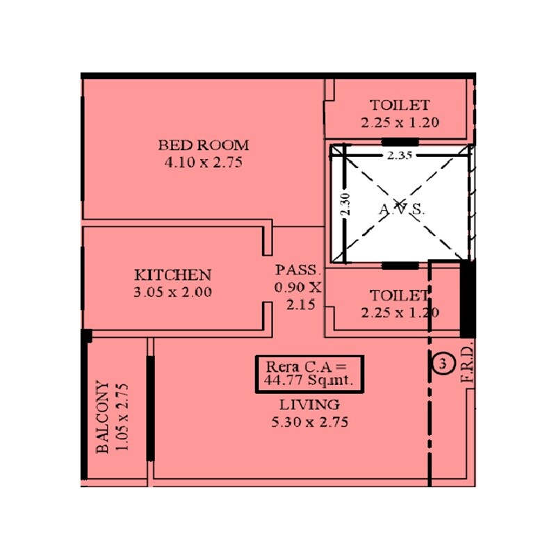 Floor plan of 1 BHK 482 Sq. Ft. Apartment in Gagangiri The Elevate, Mumbai