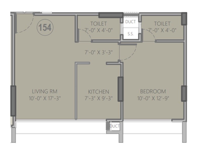 Floor plan of 1 BHK 435 Sq. Ft. Apartment in Gaiagen Park Residences, Mumbai