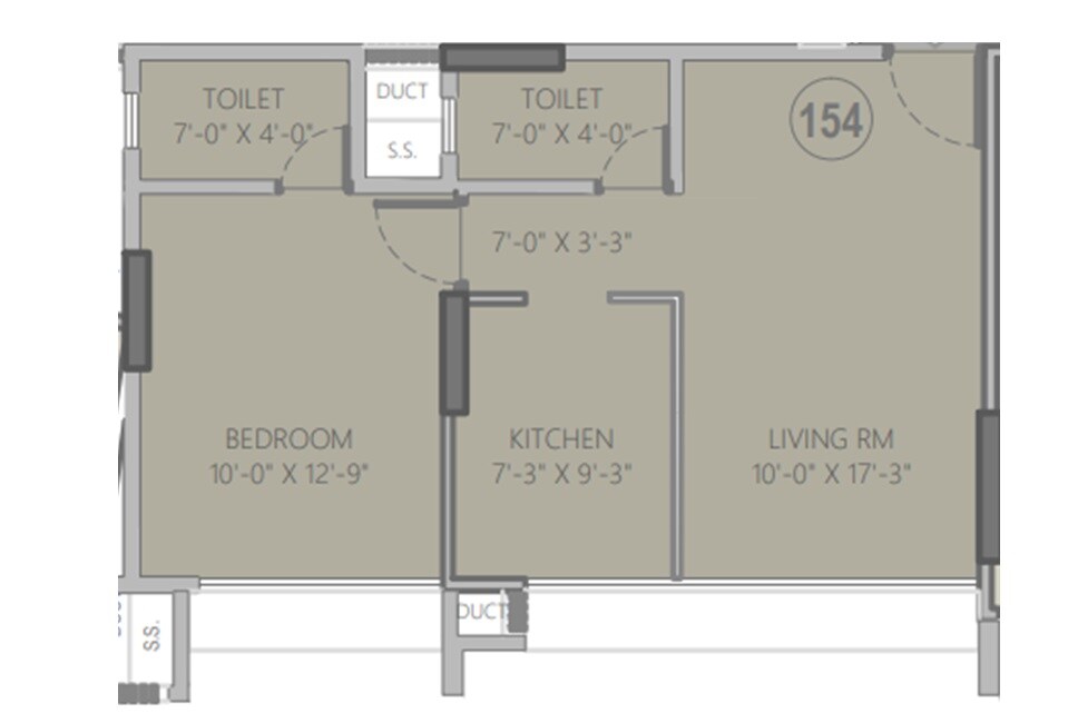 Floor plan of 1 BHK 463 Sq. Ft. Apartment in Gaiagen Park Residences, Mumbai