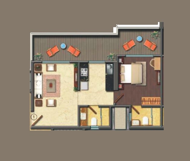 Floor plan of 1 BHK Apartment - 457 sq. ft. in Gauri Excellency, Mumbai