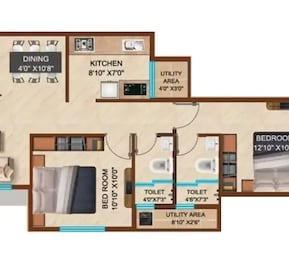 2 BHK 720 Sq. Ft. Apartment in Geetanjali Heritage