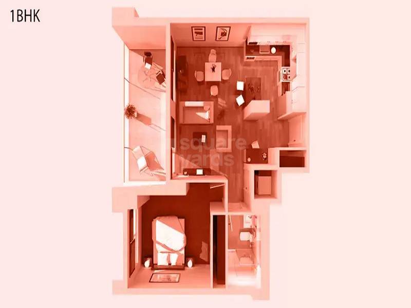 Floor plan of 1 BHK 291 Sq. Ft. Apartment in Ghanshyam Amber Heights, Mumbai