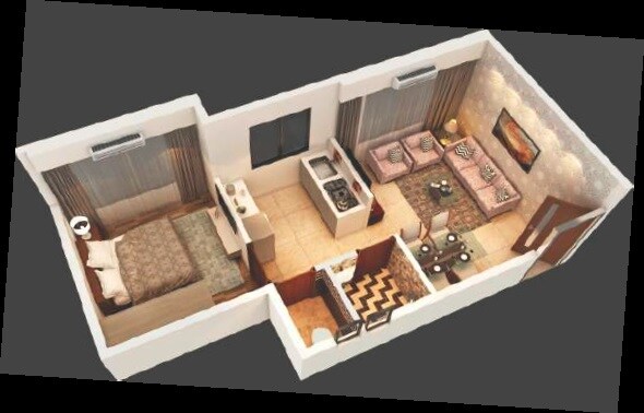 Floor plan of 1 BHK 307 Sq. Ft. Apartment in Gharkul Heights, Mumbai