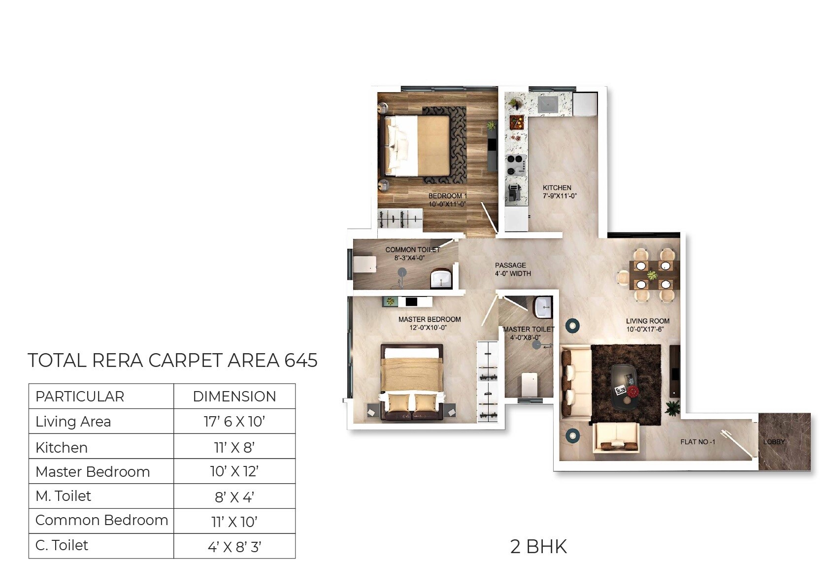 Floor plan of 2 BHK 645 Sq. Ft. Apartment in Ghatkopar Gateway, Mumbai