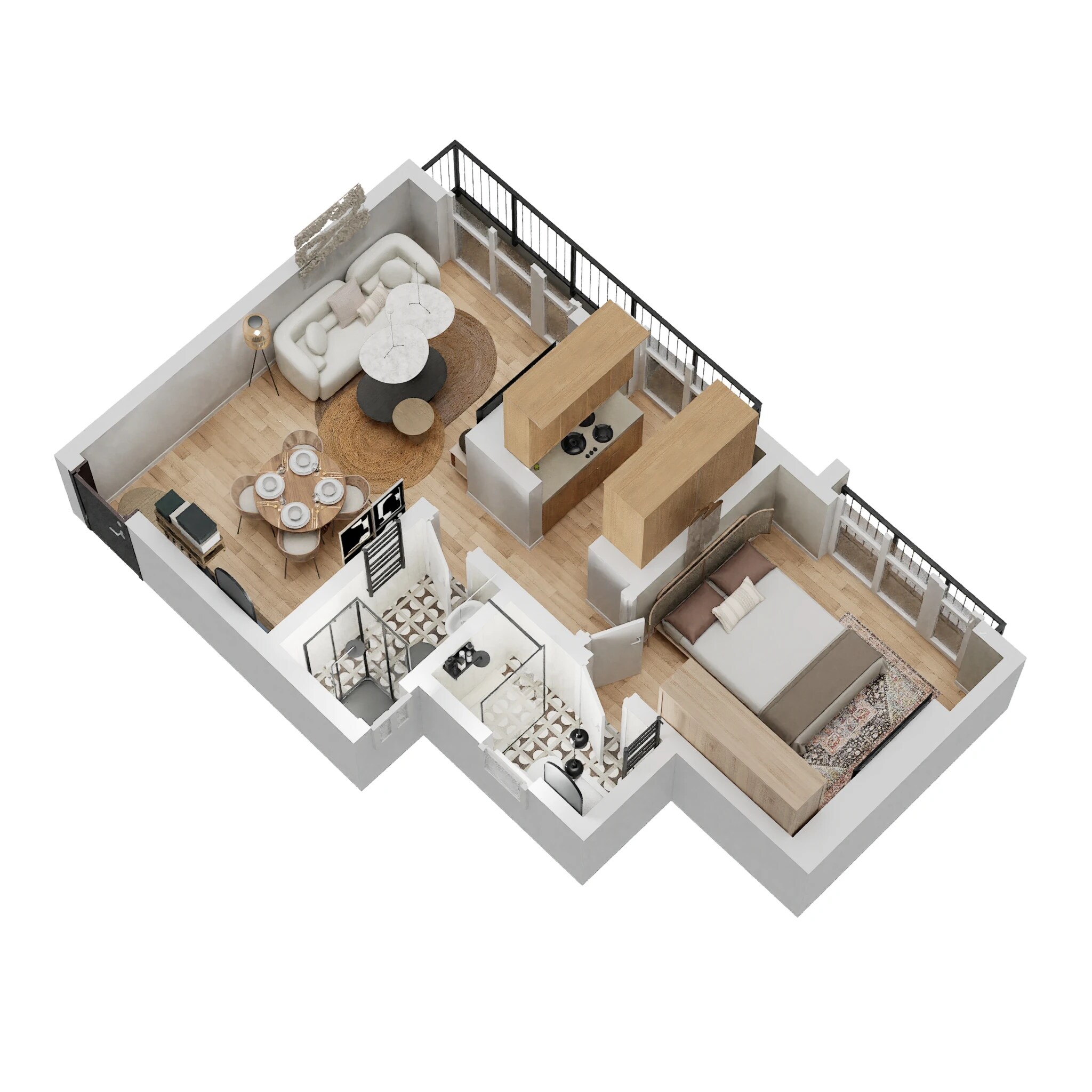 Floor plan of 1 BHK 422 Sq. Ft. Apartment in GHP Mars Suncity, Mumbai