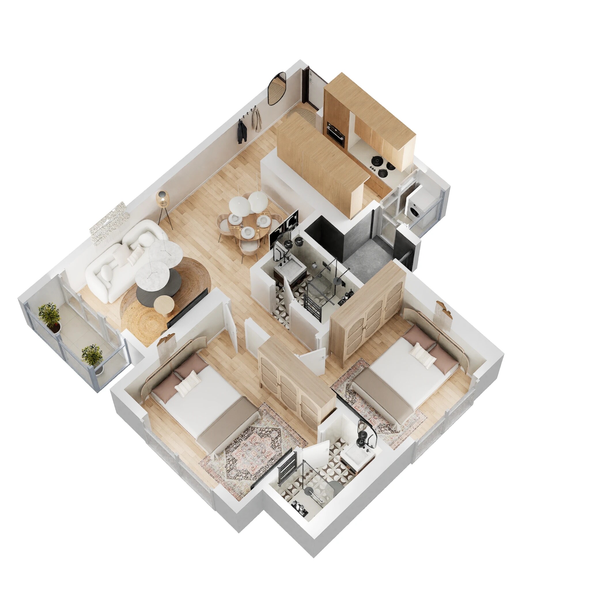 Floor plan of 2 BHK 604 Sq. Ft. Apartment in GHP Mars Suncity, Mumbai