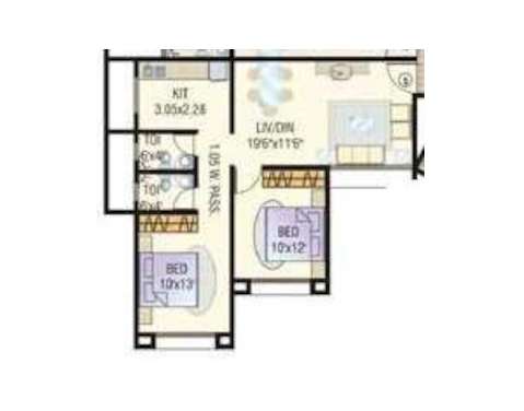 ghp pluto b suncity housing  apartment 2 bhk 581sqft 20235522125509