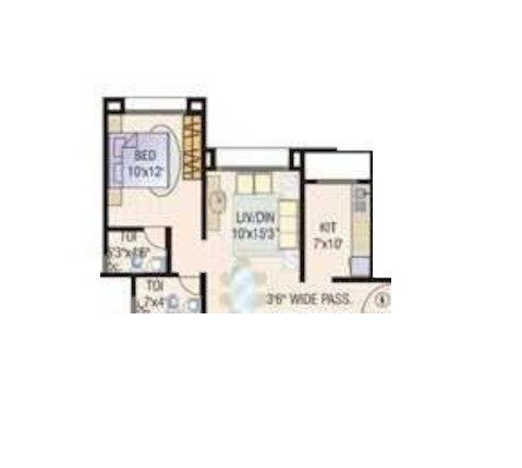 Floor plan of 1 BHK 450 Sq. Ft. Apartment in GHP Suncity Pluto, Mumbai