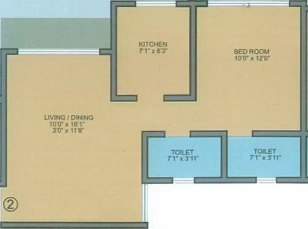 Floor plan of 1 BHK 430 Sq. Ft. Apartment in Global Ventures Residency, Mumbai
