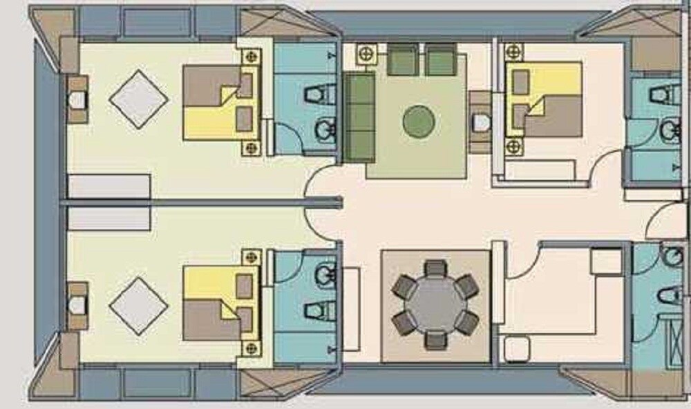 Floor plan of 3 BHK 1550 Sq. Ft. Apartment in Godrej Waldorf Andheri, Mumbai