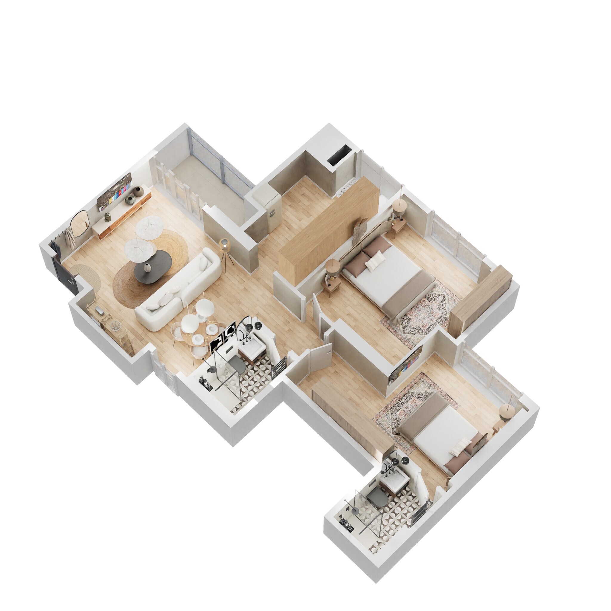 Floor plan of 2 BHK 708 Sq. Ft. Apartment in Godrej Alive, Mumbai