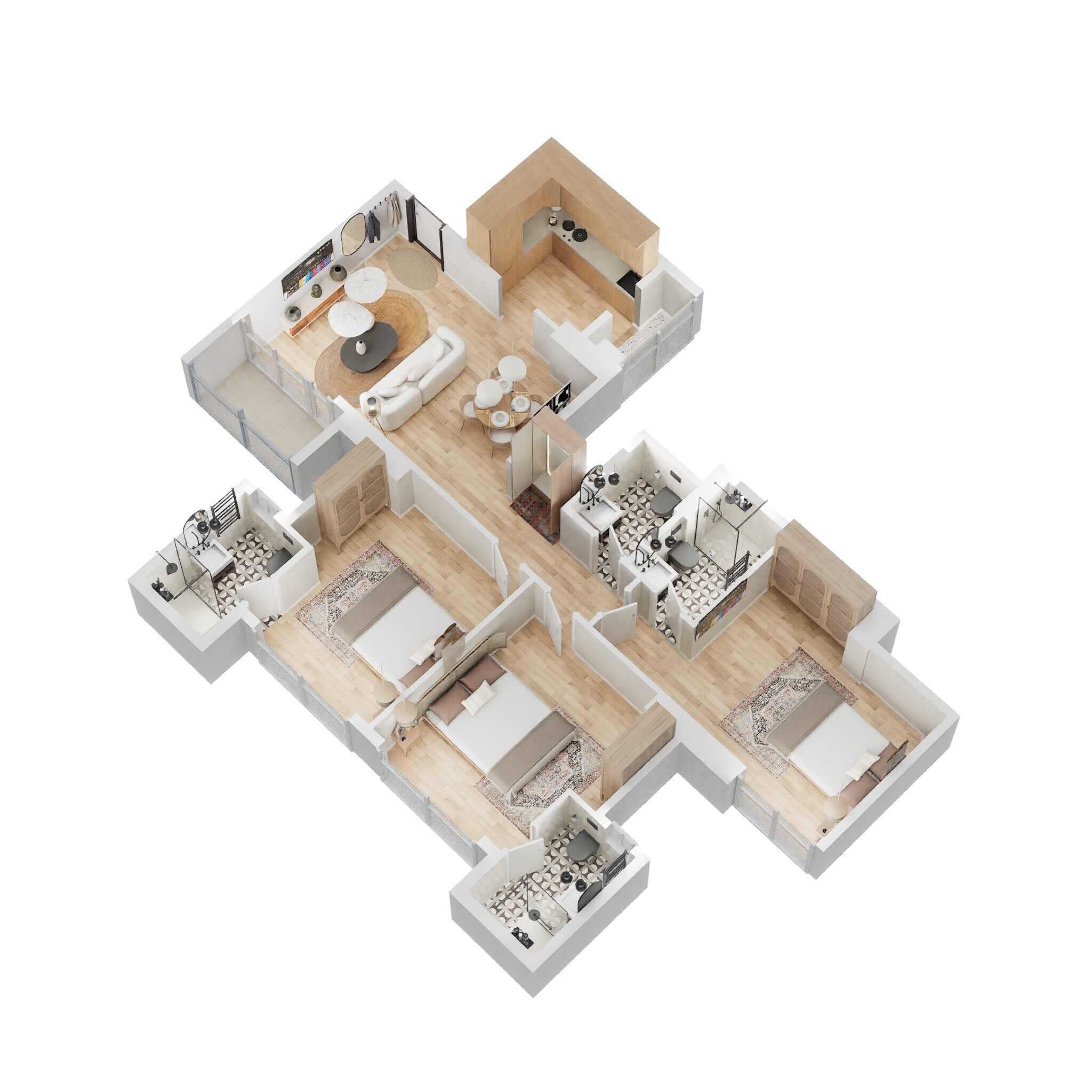 Floor plan of 3 BHK 723 Sq. Ft. Apartment in Godrej Alive, Mumbai