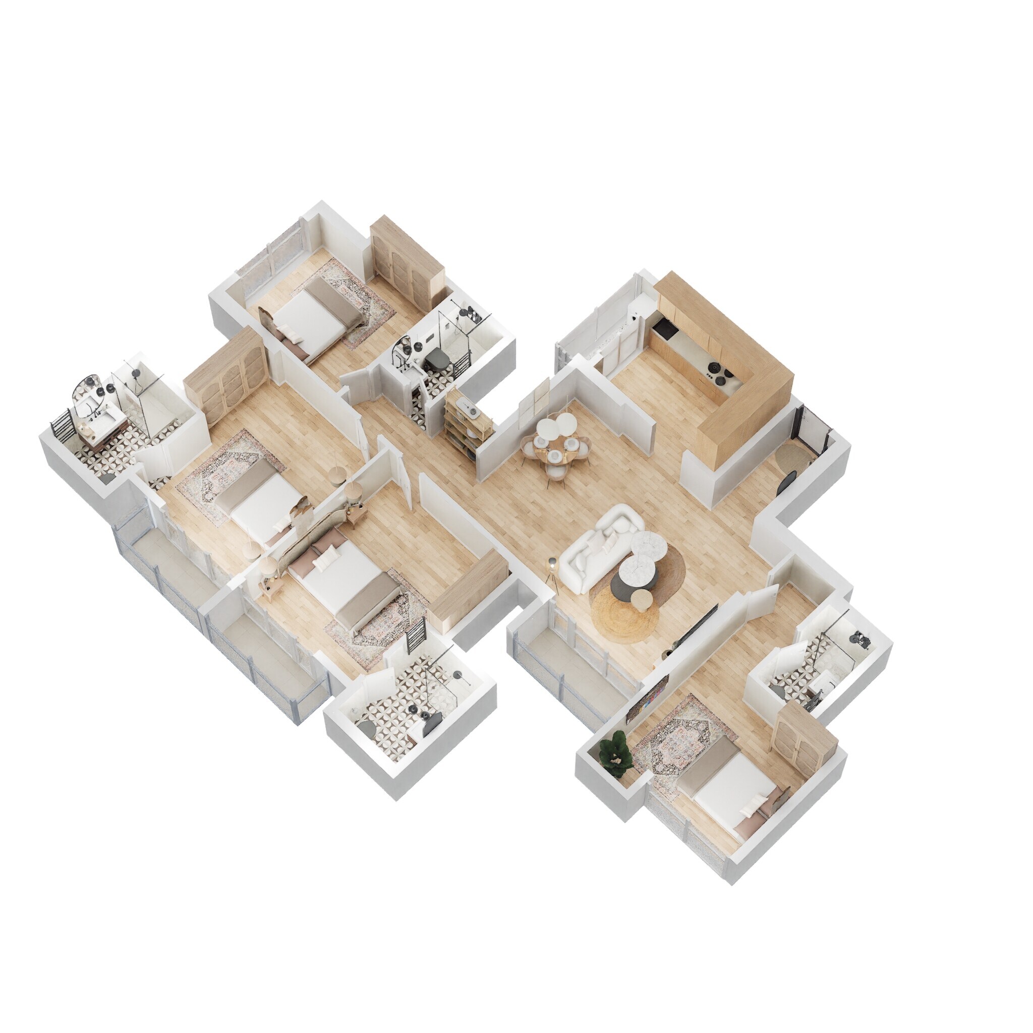 Floor plan of 4 BHK 1343 Sq. Ft. Apartment in Godrej Alive, Mumbai
