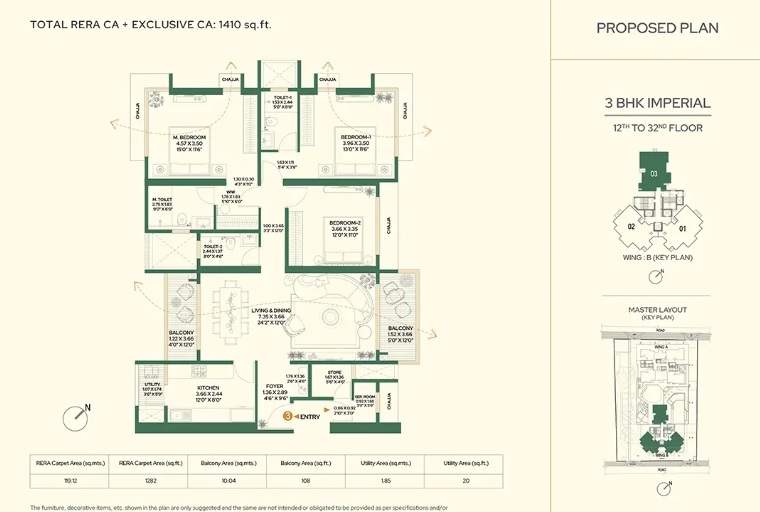 3 BHK 1410 Sq. Ft. Apartment in Godrej Five Gardens