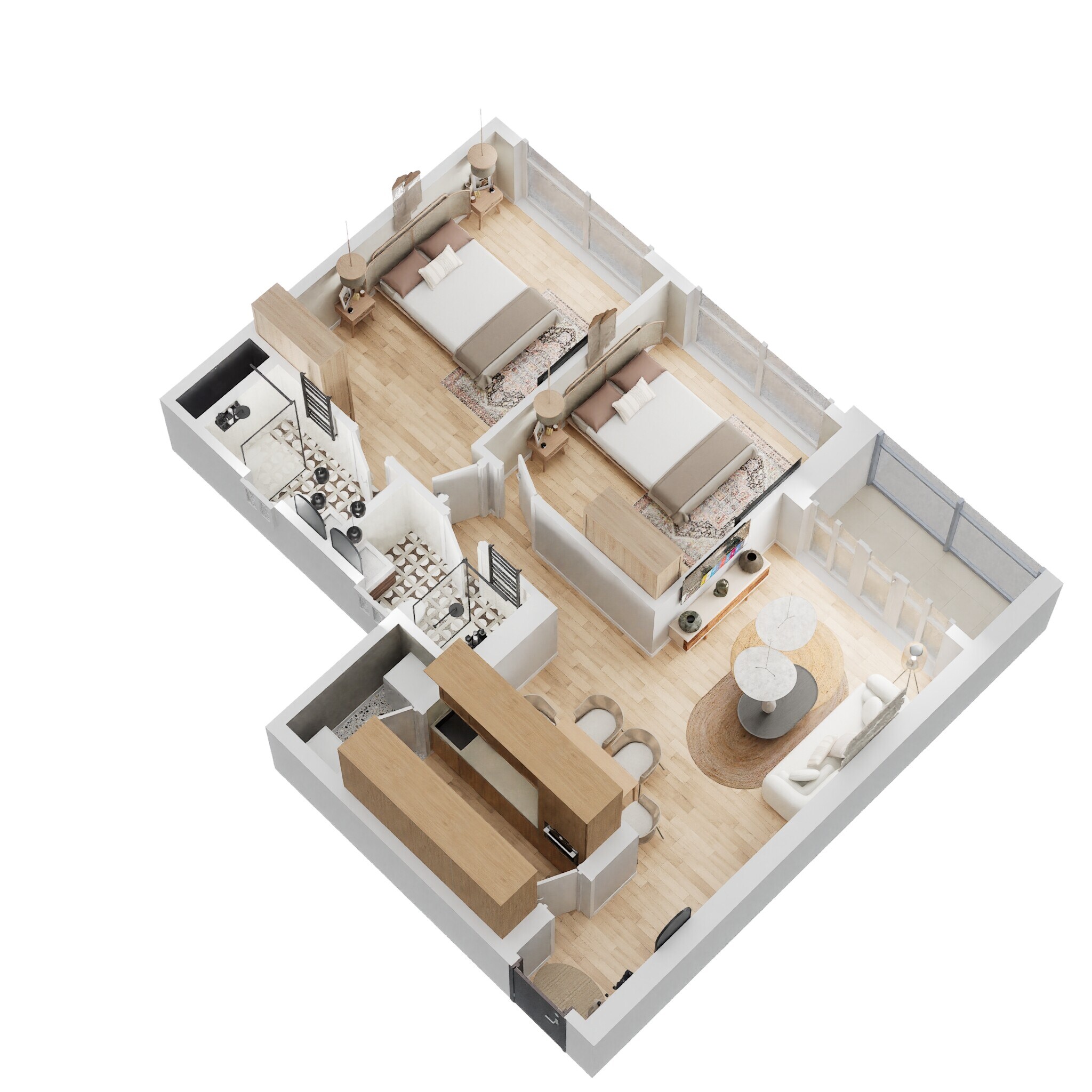 2 BHK 735 Sq. Ft. Apartment