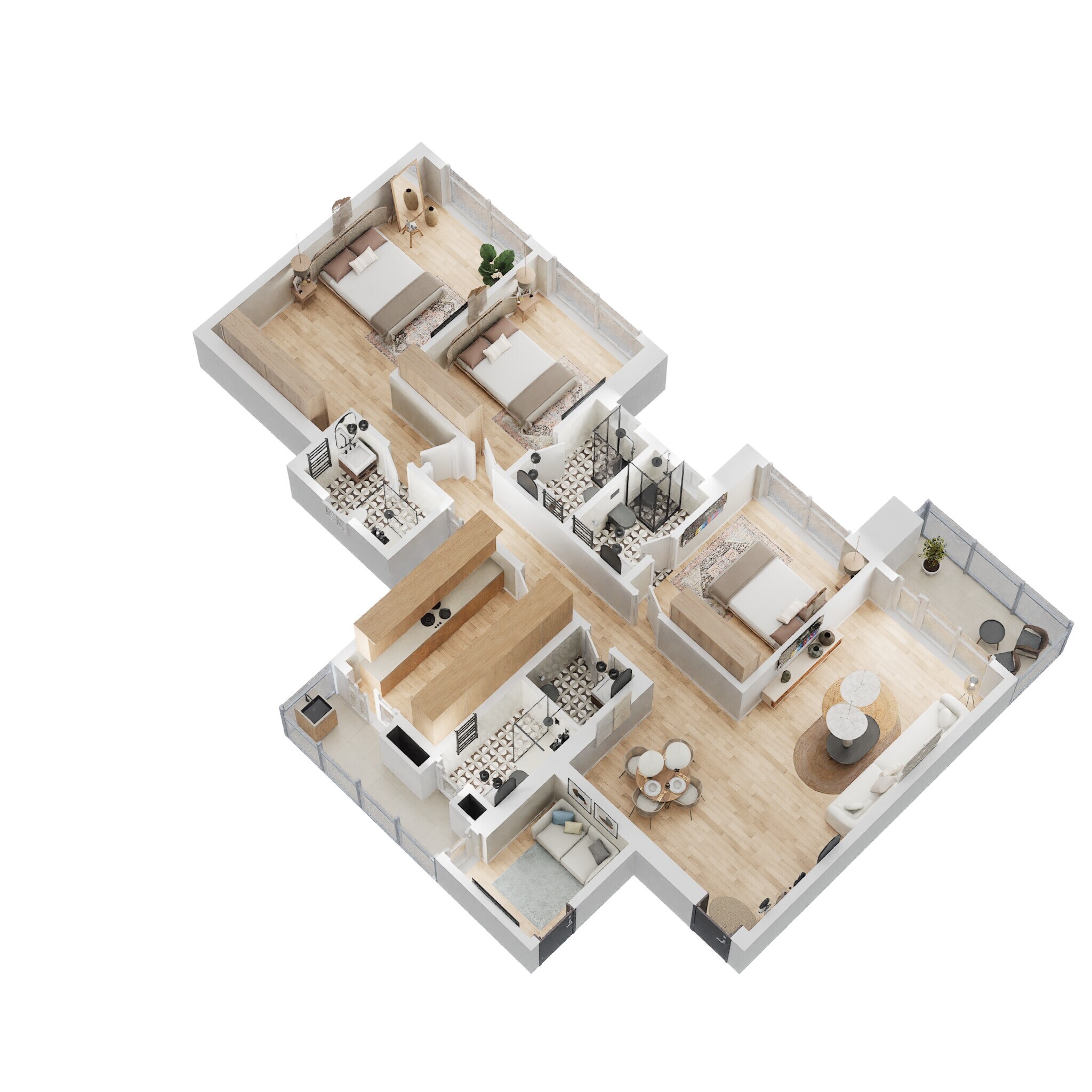 3 BHK 1240 Sq. Ft. Apartment