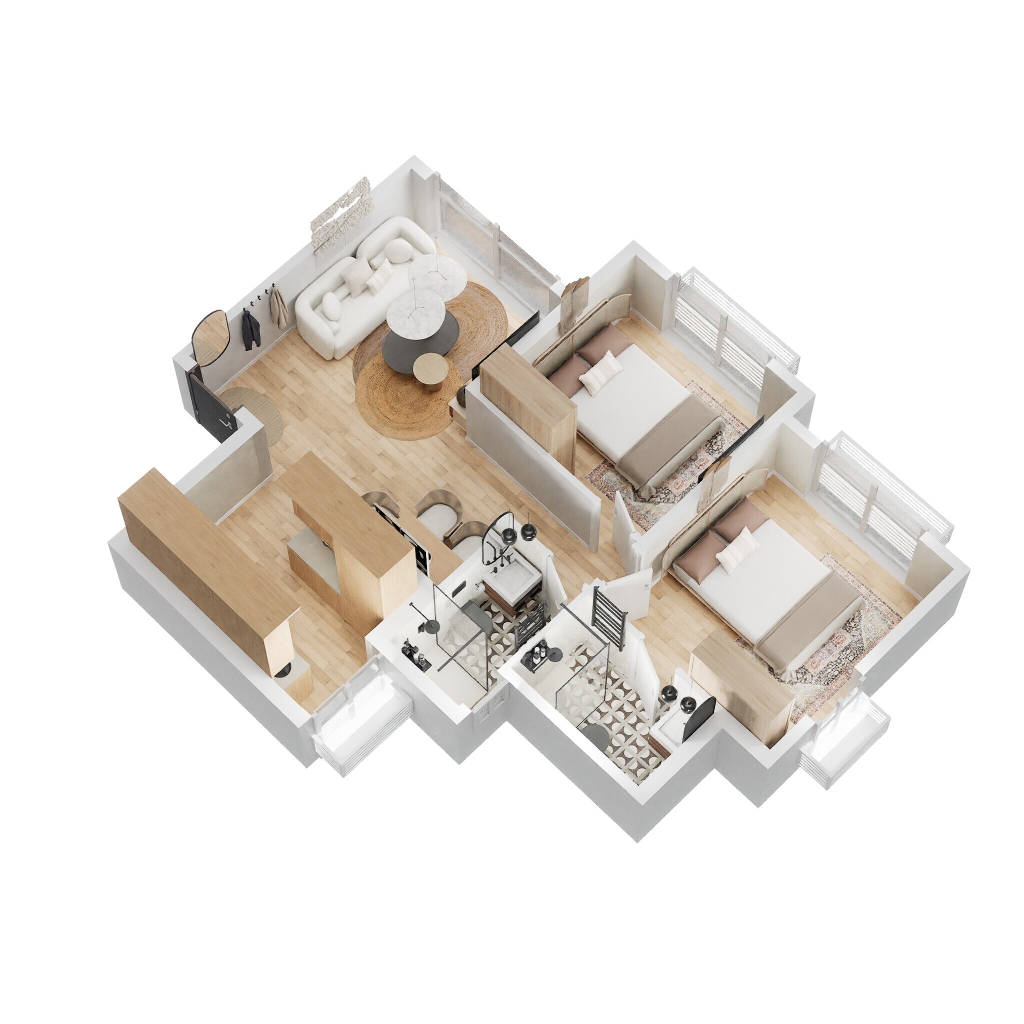 2 BHK 606 Sq. Ft. Apartment