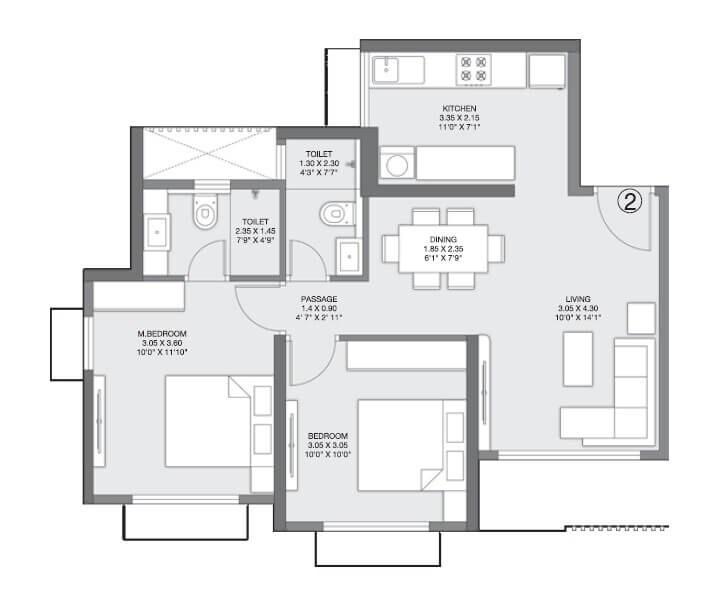  2 BHK Apartment at Godrej Nest Kandivali, Kandivali East – for Sale