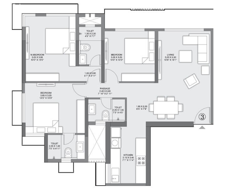 3 BHK Apartment at Godrej Nest Kandivali, Kandivali East – for Sale