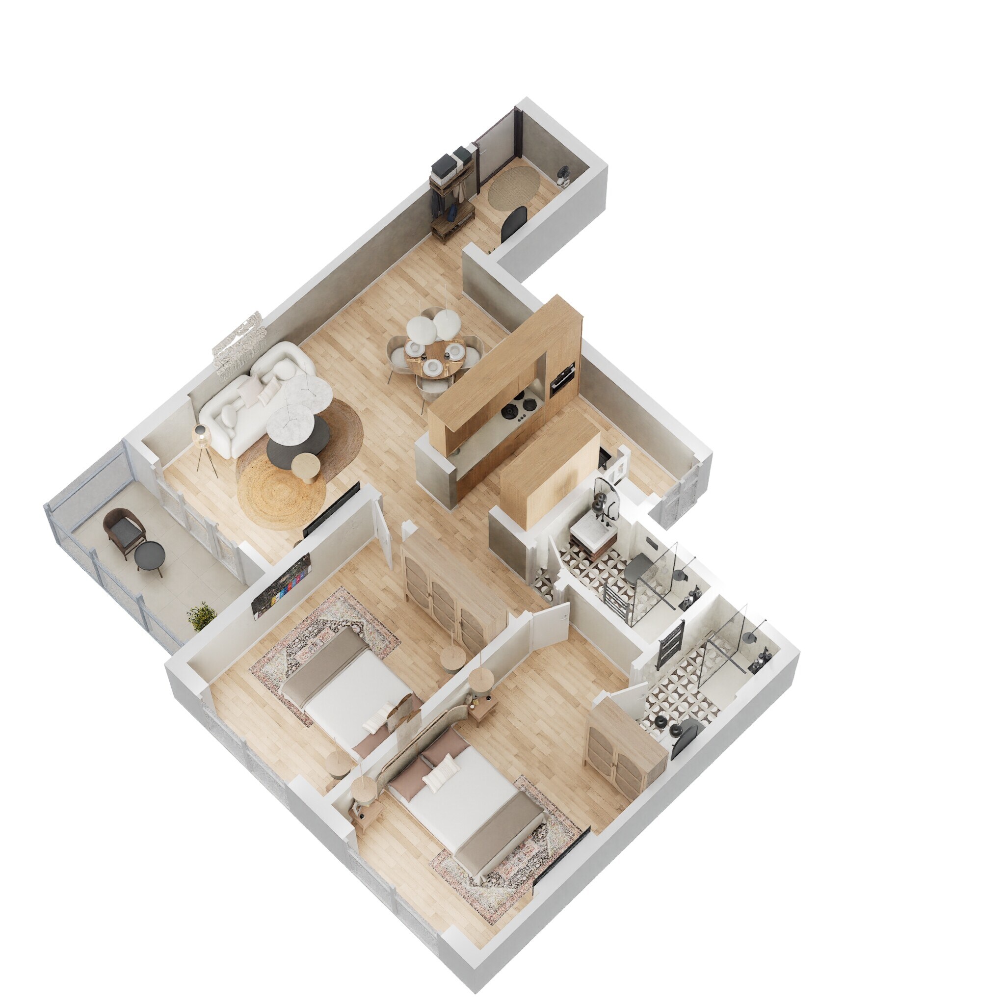 Floor plan of 2 BHK Apartment - 737 sq. ft. in Godrej Nova, Mumbai