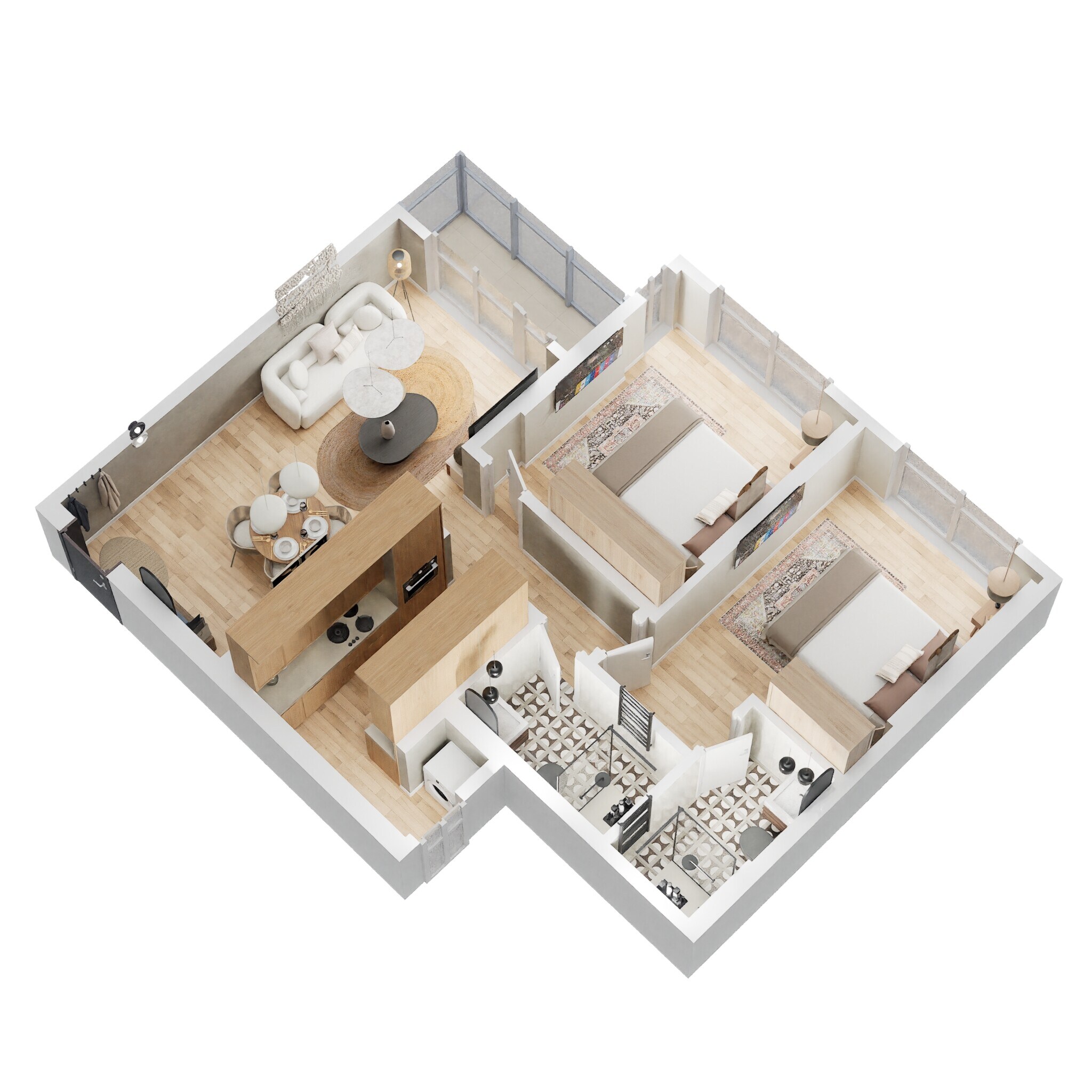 Floor plan of 2 BHK Apartment - 686 sq. ft. in Godrej Nova, Mumbai