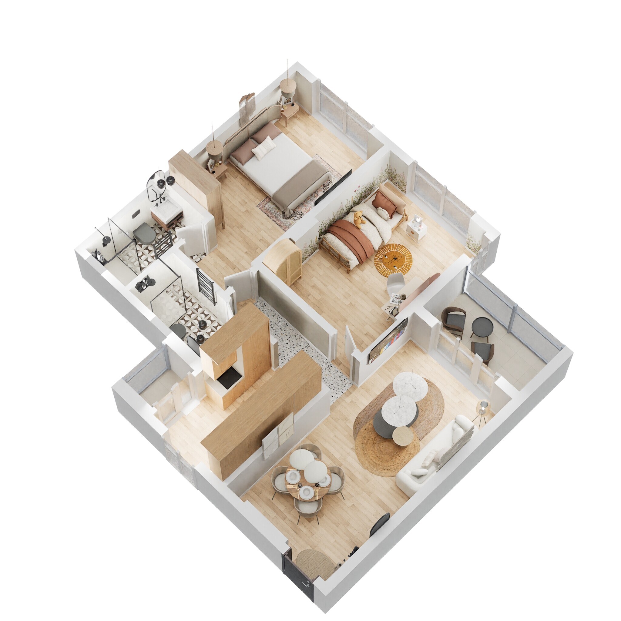 Floor plan of 2 BHK Apartment - 790 sq. ft. in Godrej Nova, Mumbai