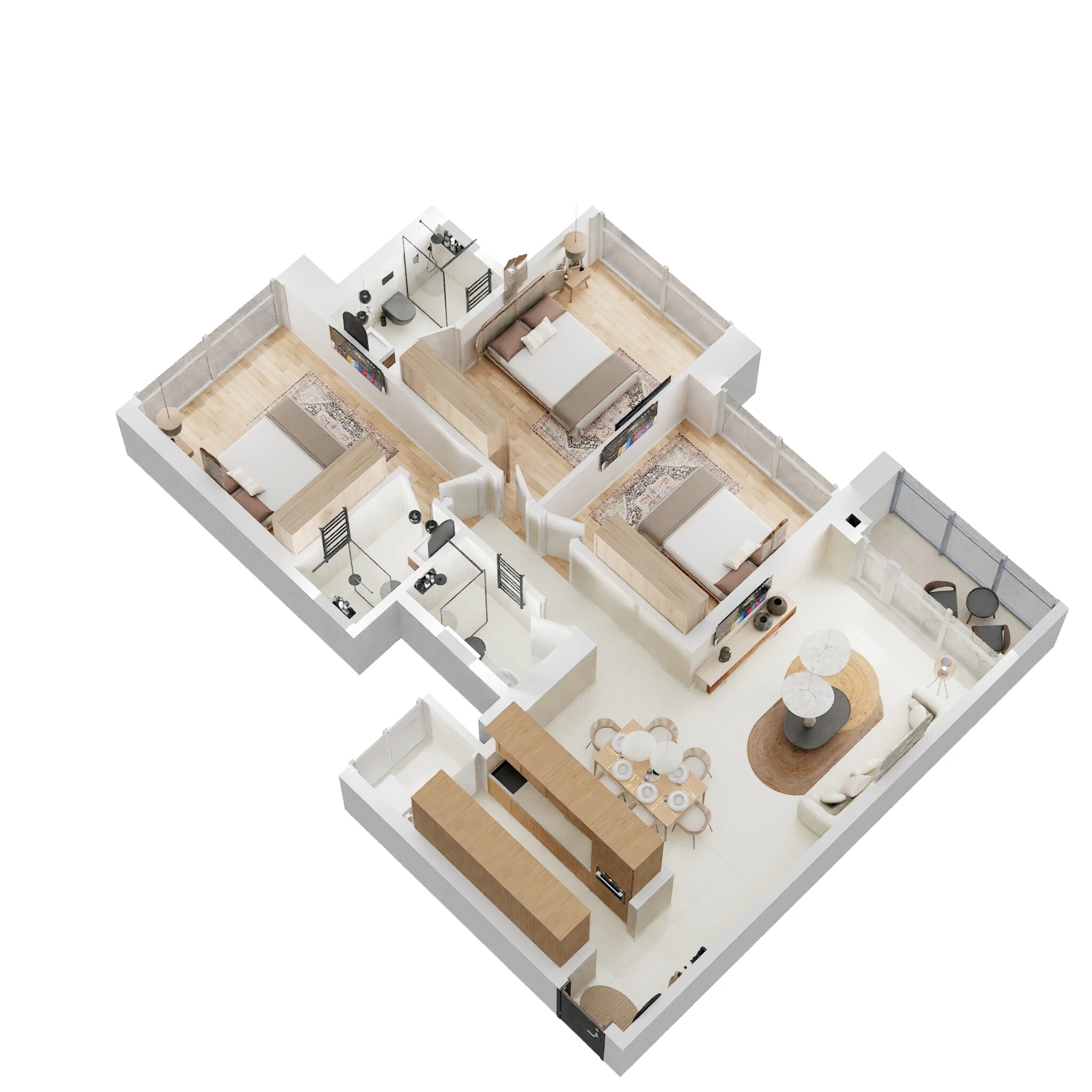 3 BHK 983 Sq. Ft. Apartment