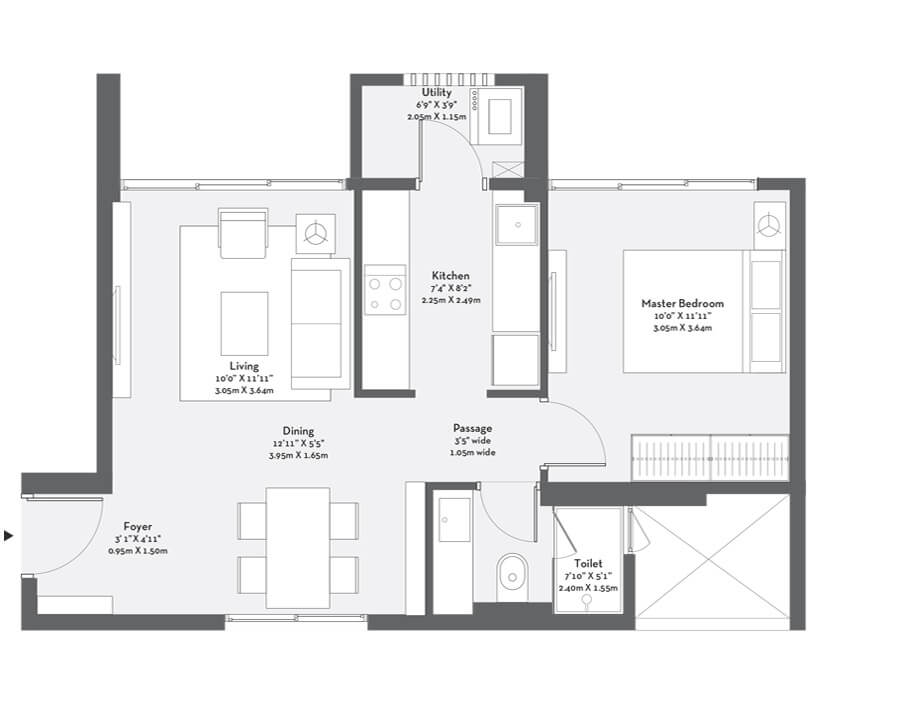 1 BHK 503 Sq. Ft. Apartment