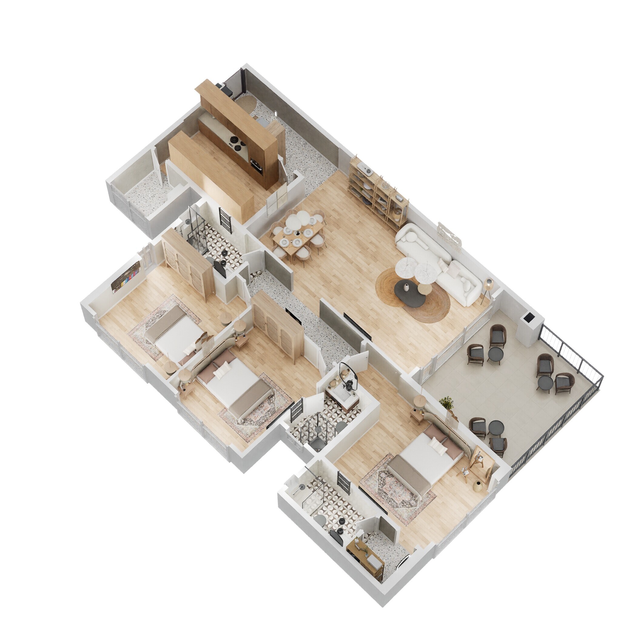 Floor plan of 3 BHK 1218 Sq. Ft. Apartment in Godrej RKS, Mumbai