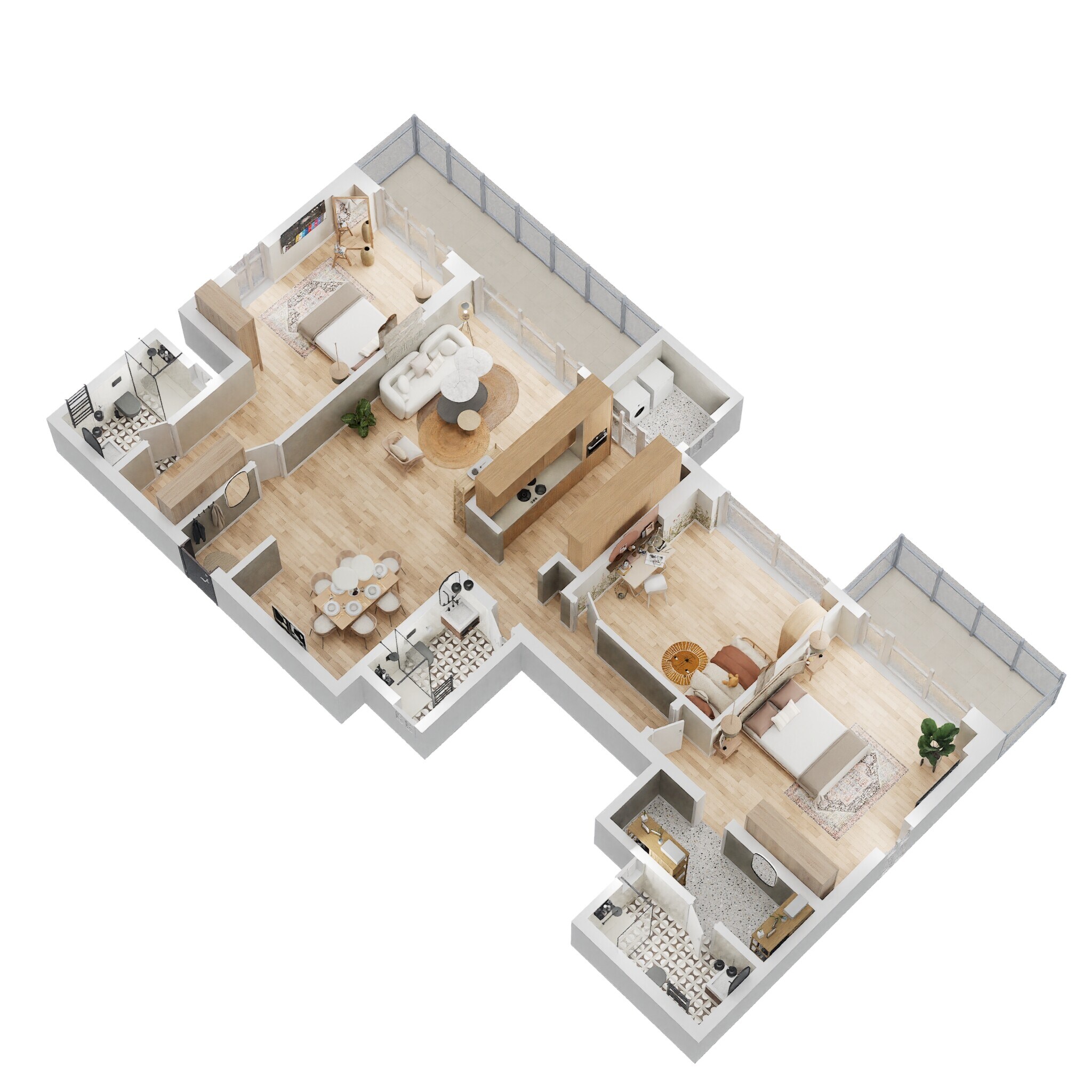 Floor plan of 3 BHK 1502 Sq. Ft. Apartment in Godrej RKS, Mumbai
