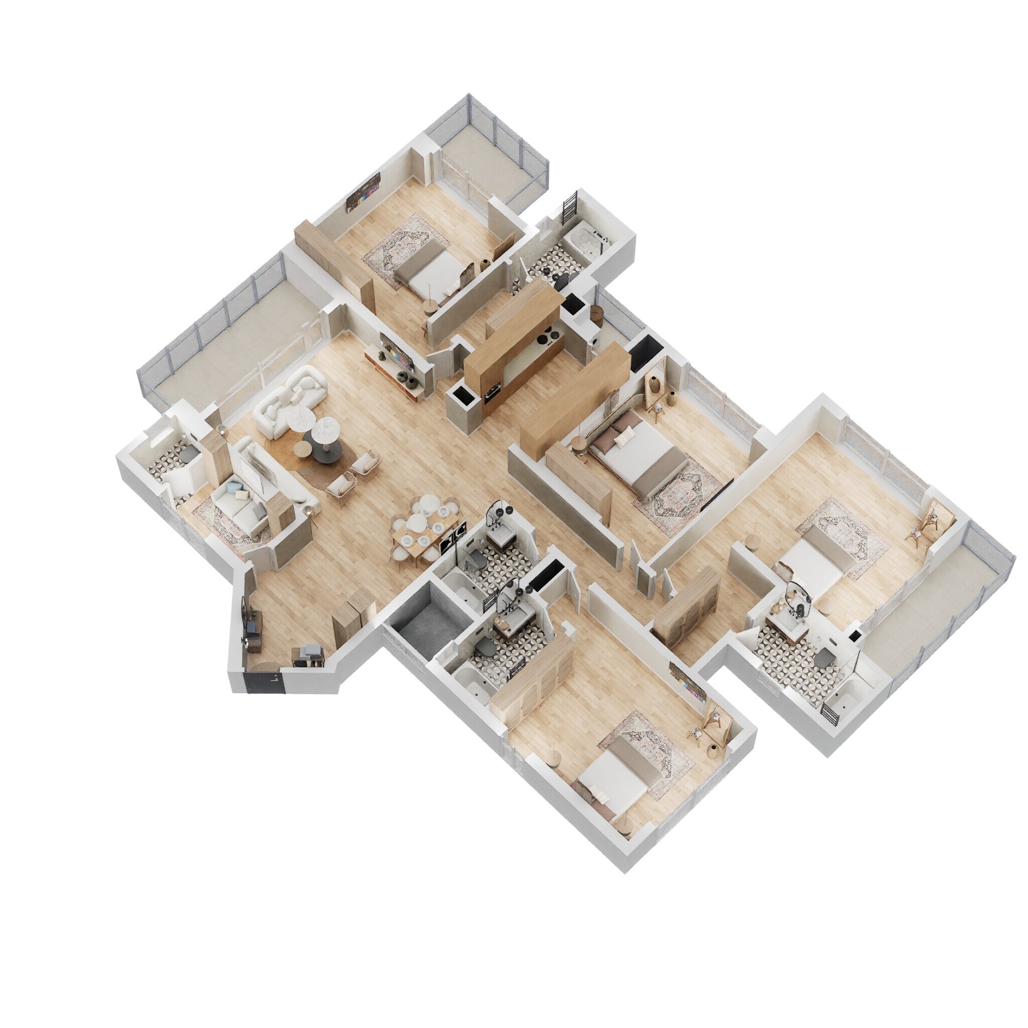 Floor plan of 4 BHK 2018 Sq. Ft. Apartment in Godrej RKS, Mumbai