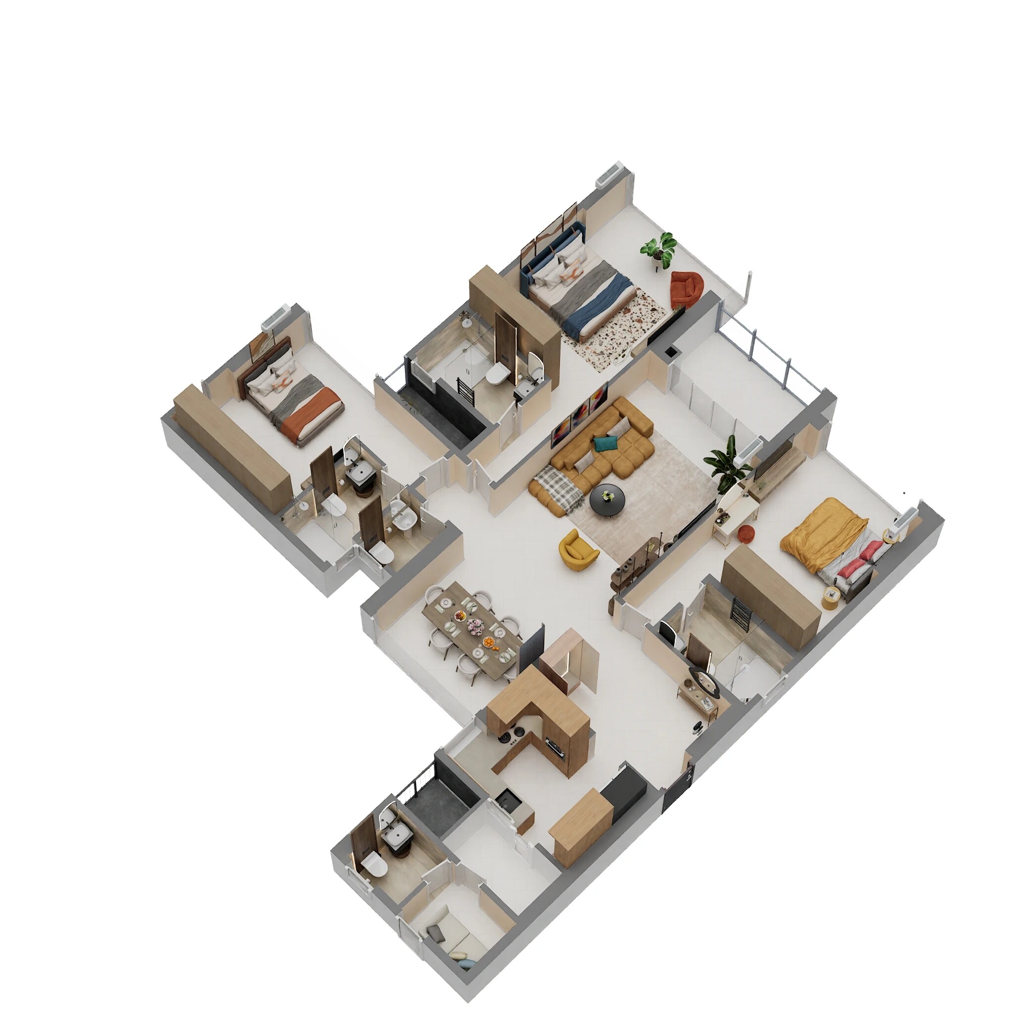 Floor plan of 3 BHK 1577 Sq. Ft. Apartment in Godrej Skyshore, Mumbai