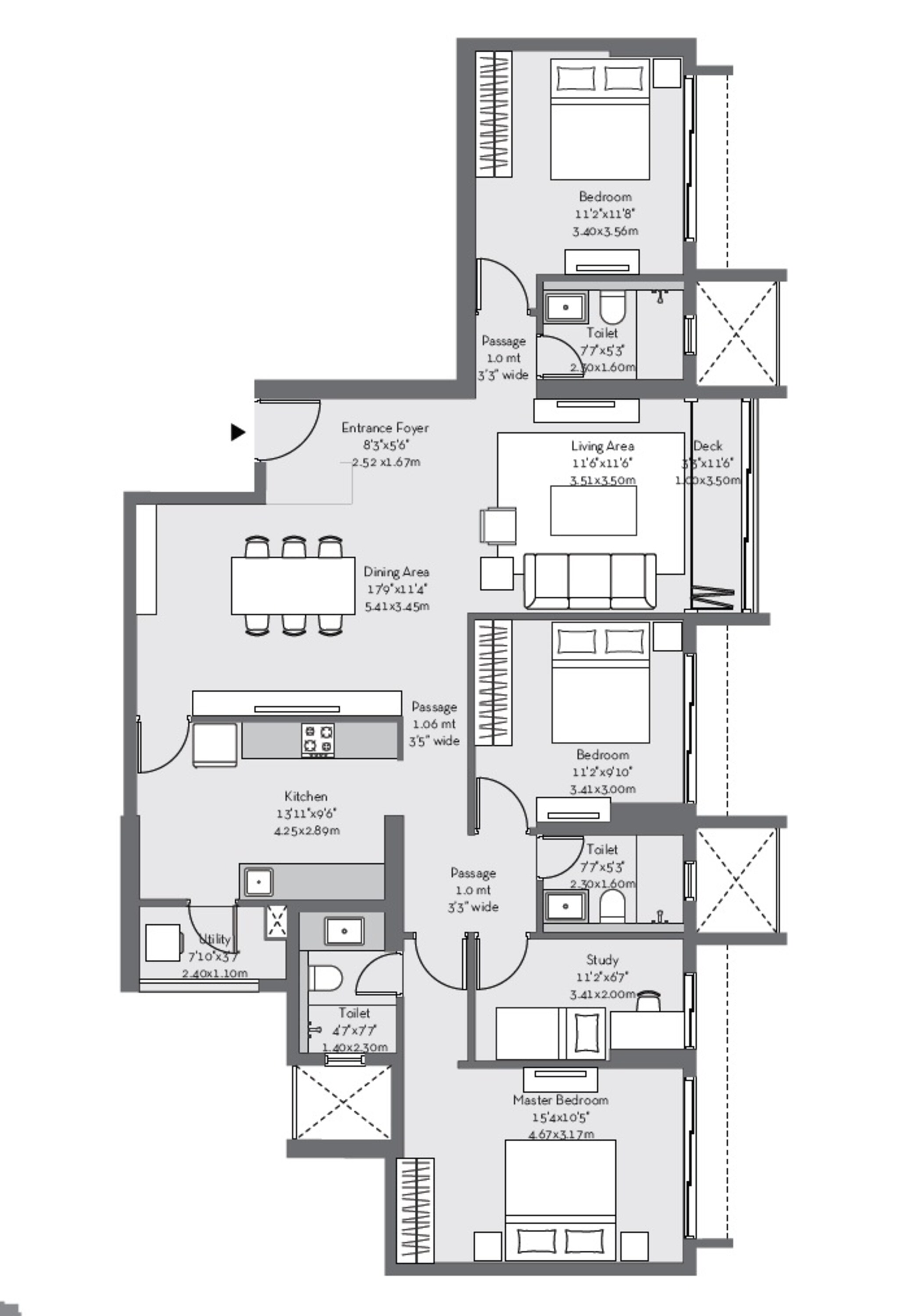 godrej the trees apartment 3bhk 1312sqft 1